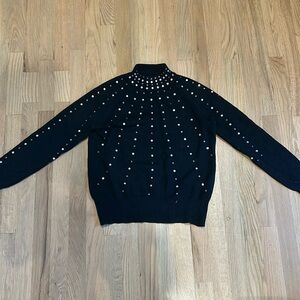 Embellished mock neck sweater size medium